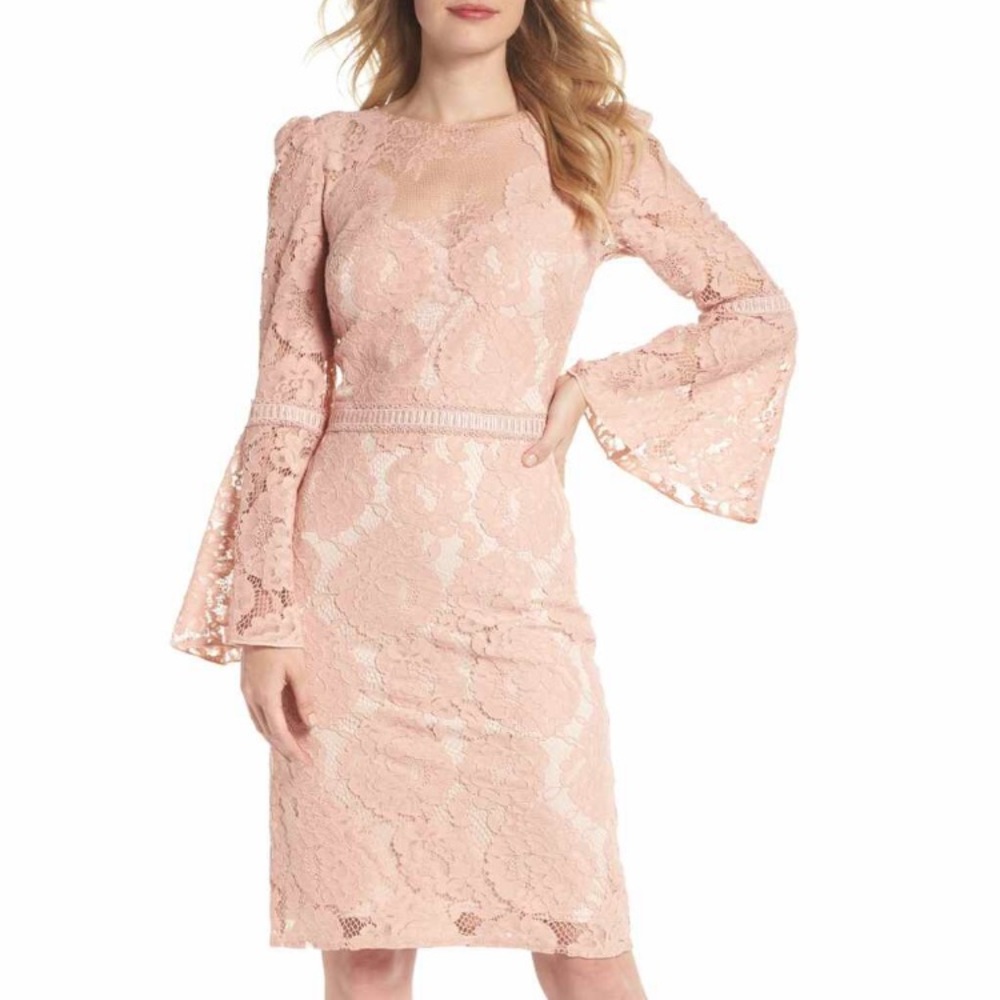 NWT $408 Lace Bell Sleeve Tadashi Shoji Sz 10